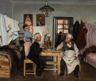 Au samovar, par Makovsky, Vladimir Yegorovich - Vladimir Egorovic Makovsky