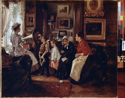 Au gramophone - Vladimir Egorovic Makovsky