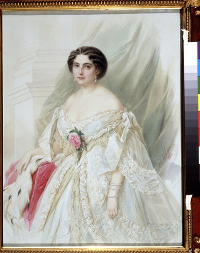 Portrait de dame à la cape de fourrure - Vladimir Ivanovich Hau