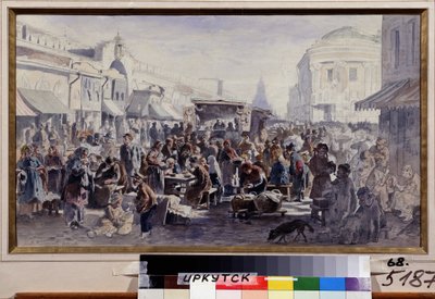 Le marché aux puces à Moscou - Vladimir Yegorovich Makovski