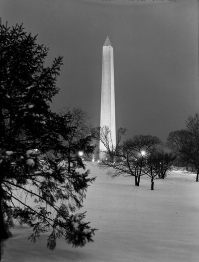 Mémorial de Washington après une chute de neige, Washington de nuit - Volkmar Wentzel