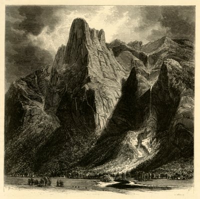 Sentinel Rock et chute, 1872 - W.H. Morse