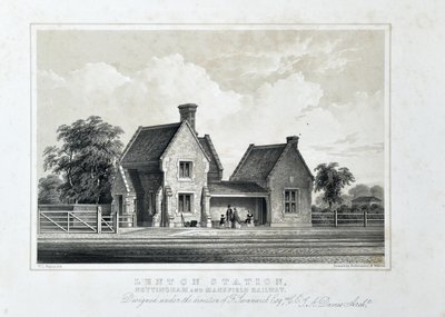 Gare de Lenton, chemin de fer Nottingham et Mansfield vers 1848 - W.L. Walton