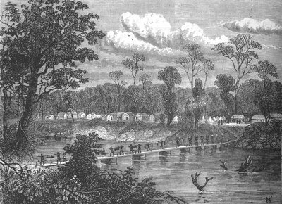 Ponton sur la Prah, c. 1880 - W.P.