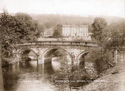 Chatsworth House et le pont sur la rivière Derwent, Derbyshire - WR and S