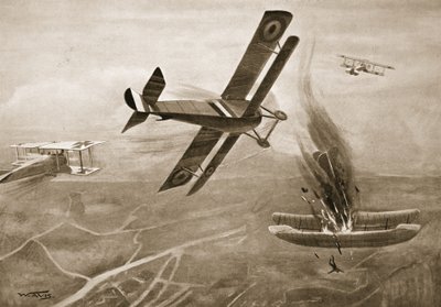 Bataille aérienne du Capitaine Hawker avec trois avions allemands - W. Avis