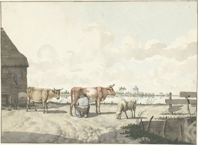 Fermier trayant une vache - W. Barthautz