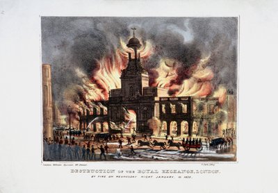 Destruction de la Bourse Royale, deuxième incendie, Londres - W Clerk