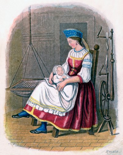 Femme russe avec bébé, 1809 - W. Dickes