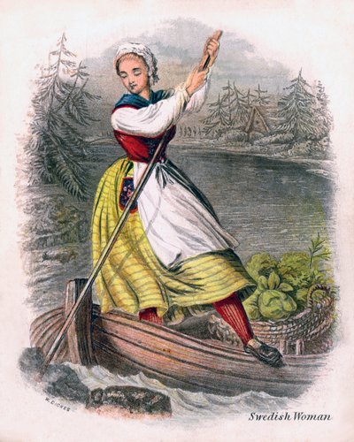 Femme suédoise ramant, 1809 - W. Dickes