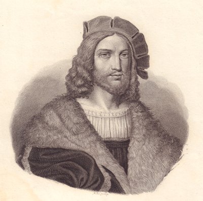 Portrait du poète italien Antonio Tebaldeo (1463-1537), gravure sur cuivre d