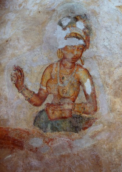Sri Lanka, fresque de filles dans le complexe archéologique de Sigiriya (Liste du patrimoine mondial de l