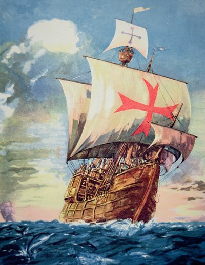La Santa Maria emmenant Christophe Colomb vers les Amériques en 1492 - John Ward Dunsmore