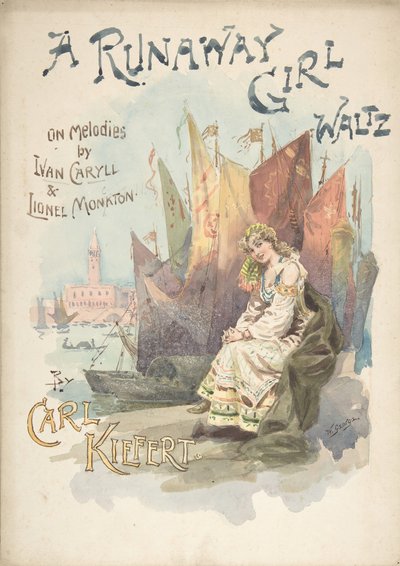 Conception pour couverture de musique : A Runaway Girl Waltz, 1898 - W. George