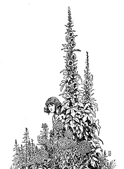 Gerda connaissait chaque fleur du jardin, vers 1930 - William Heath Robinson