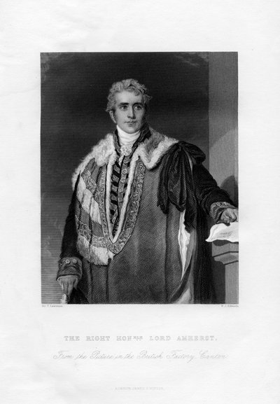 William Pitt Amherst, 1er comte Amherst, gouverneur général de l