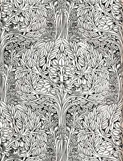 Papier peint, imprimé en couleur détrempe. Conçu par H. Wilson, 1893 - W Jackson