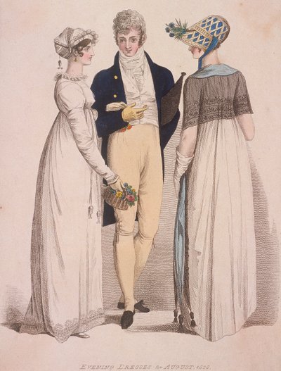 Deux femmes et un homme en tenue de soirée, 1808 - W Read