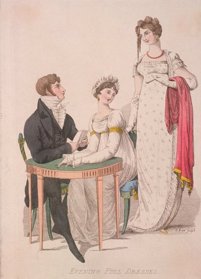 Deux femmes et un homme en tenue de soirée, vers 1810 - W Read