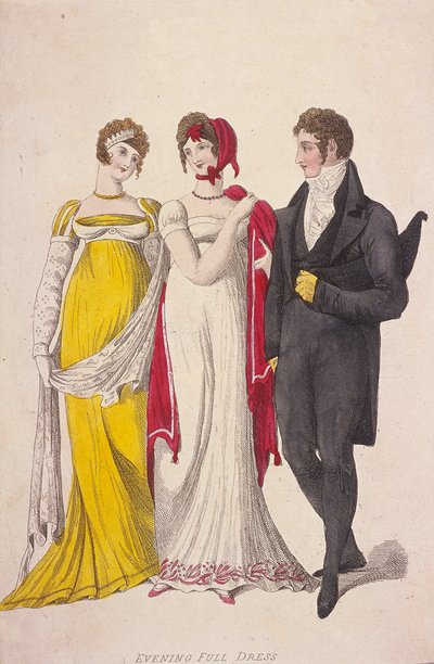 Deux femmes et un homme en tenue de soirée complète, vers 1810 - W Read
