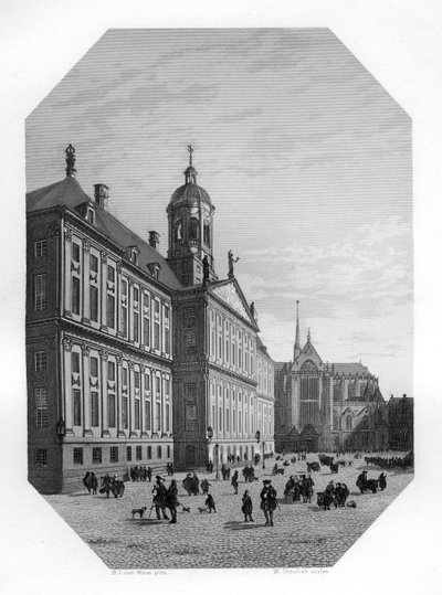 Hôtel de ville à Amsterdam, Pays-Bas, vers 1870 - W. Steelink