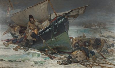 Sir John Franklin mourant près de son bateau lors de l