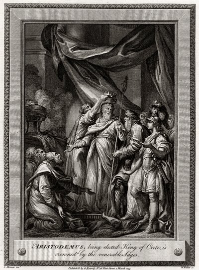 Aristodème, élu roi de Crète, est couronné par les sages vénérables, 1777 - W. Walker
