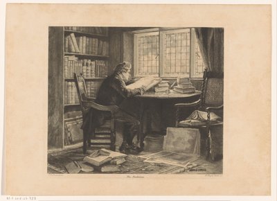 Homme lisant devant la fenêtre de son bureau - W. Wright Nooth