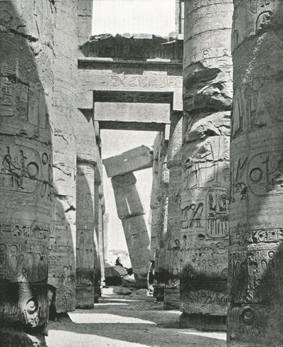 Colonnes de la salle hypostyle, Karnak, Égypte, 1895 - W and S Ltd