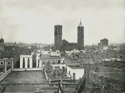 Partie de la vieille ville avec cathédrale, Barcelone, Espagne, 1895 - W and S Ltd