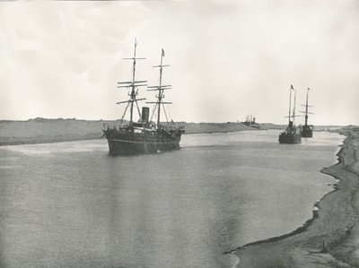 Navires sur le canal de Suez, Kantara, Égypte, 1895 - W and S Ltd