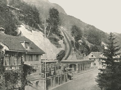 Point de départ du chemin de fer du Pilatus, Alpnachstad, Suisse, 1895 - W and S Ltd