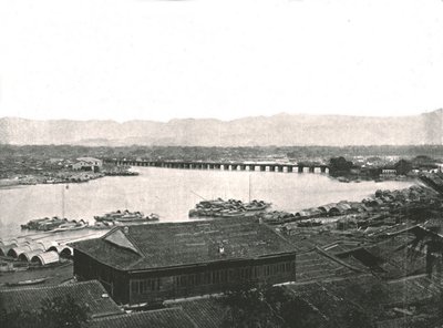 Le fleuve Min et le grand pont, Foochow, Chine, 1895 - W and S Ltd