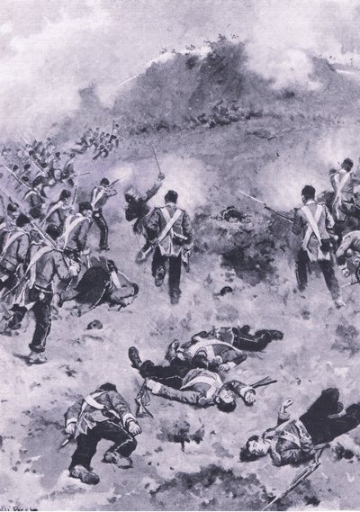 Assaut sur le Redan, illustration de British Battles on Land and Sea, 1915 - Wal Paget