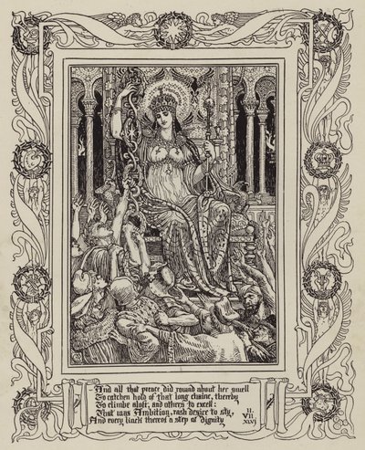 Page de la nouvelle édition illustrée de La Reine des Fées de Spenser - Walter (after) Crane