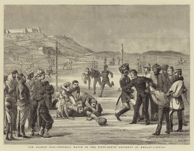 La guerre afghane, match de football par le cinquante-neuvième régiment à Khelat-i-Gilzai - Walter Charles Horsley