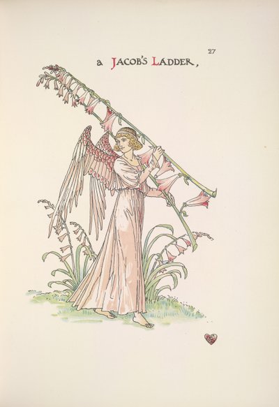 Une échelle de Jacob. Un ange tenant une échelle faite de plantes - Walter Crane