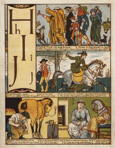Alphabet (lithographie en couleur) - Walter Crane