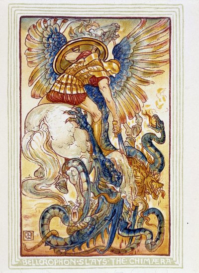 Bellérophon combat les chimères - dans A wonder book for girls and boys, ill. par Walter Crane - Walter Crane