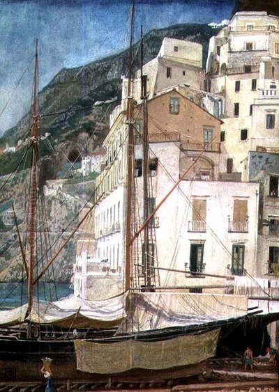 Bateaux dans un port italien - Walter Crane