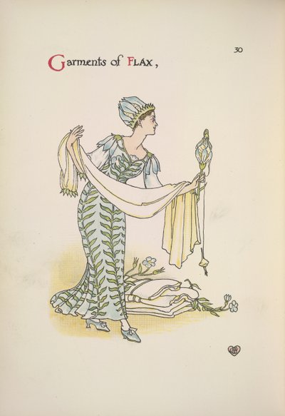 Vêtements de lin. Une femme tenant un châle - Walter Crane