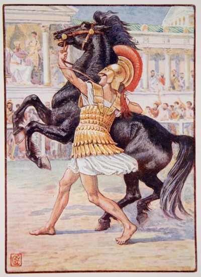 Il courut vers le cheval et saisit la bride, illustration de 