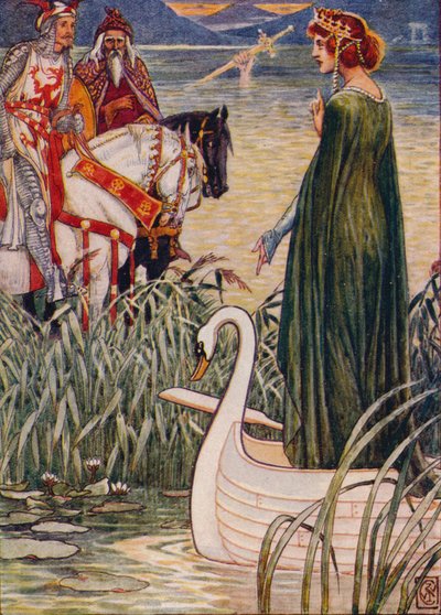 Le roi Arthur demande à la Dame du Lac l