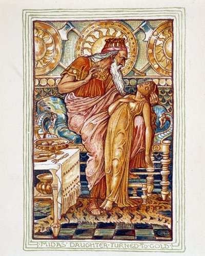 Midas transforme sa fille en or - dans « A wonder book for girls and boys » - Walter Crane