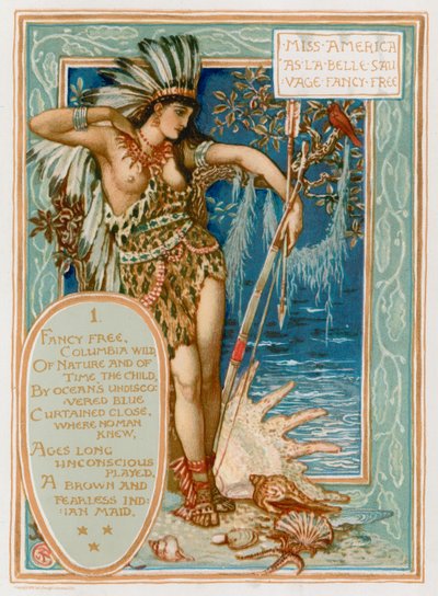 Miss America en tant que La Belle Sauvage Fancy Free - Walter Crane