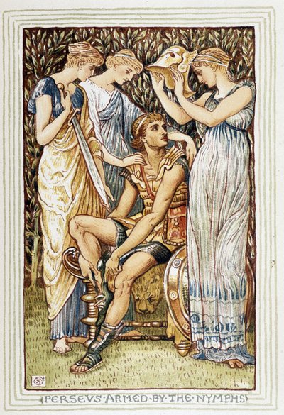 Persée armé par les nymphes - dans "A wonder book for girls and boys" par Walter Crane (1845-1915) - Walter Crane