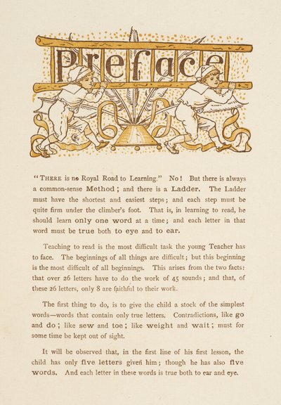 Préface du Golden Primer. Deux enfants portant une échelle. - Walter Crane