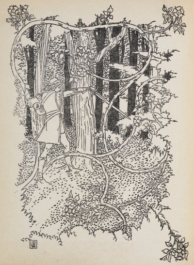 Le Prince Charmant se fraye un chemin à travers la forêt envahie jusqu
