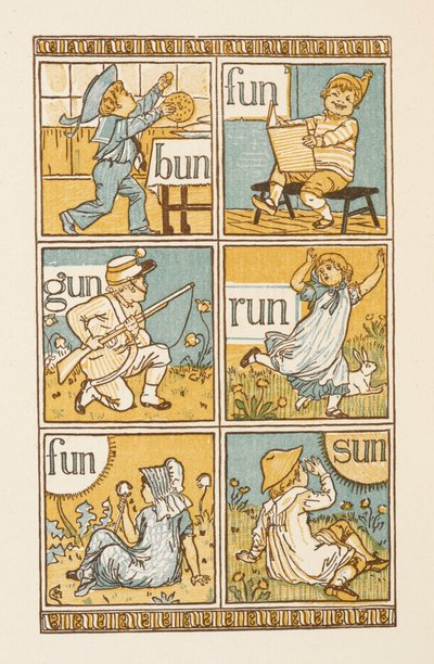 Mots rimant se terminant par la lettre N. Le Golden Primer - Walter Crane