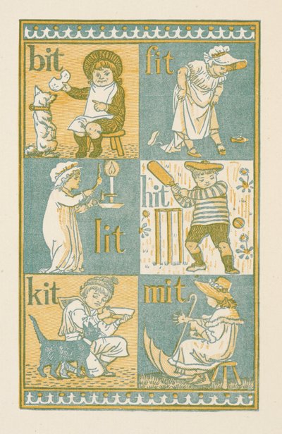 Mots rimant se terminant par la lettre T. Le Golden primer - Walter Crane